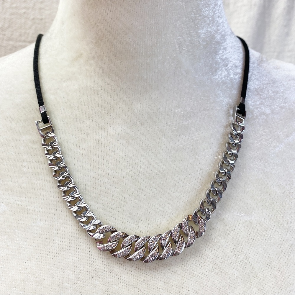Rhinestone encrusted graduated chain necklace